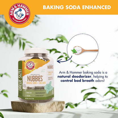 Arm & Hammer Nubbies, Dental Dog Treats, Mint Flavor, 62 Count Bucket