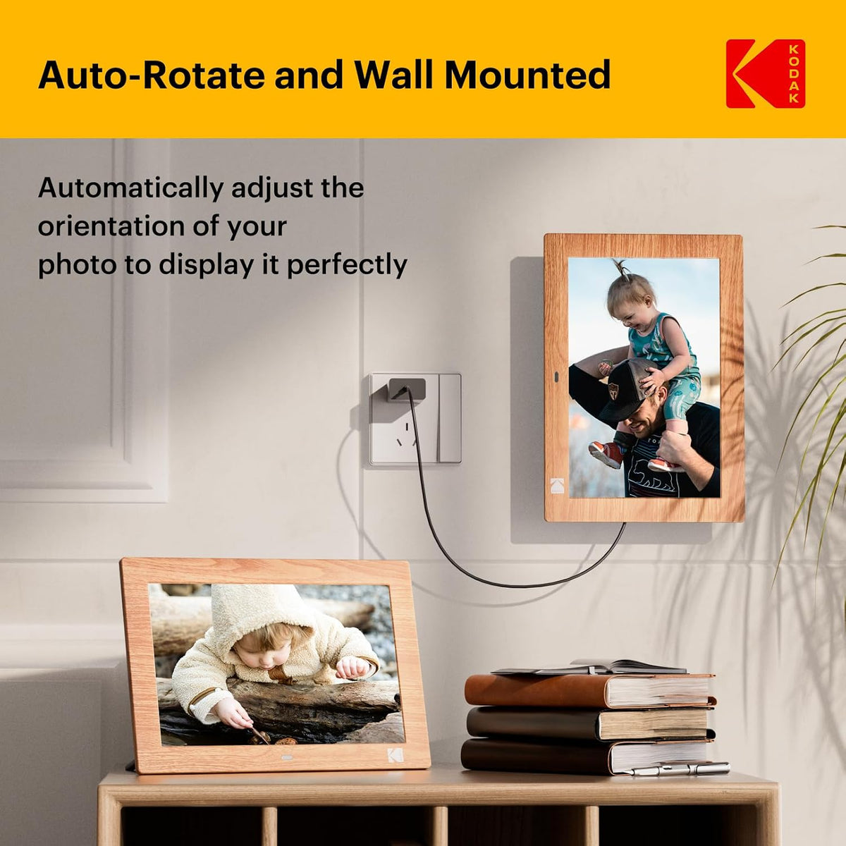 KODAK 10.1 Inch Digital Picture Frame with Remote Control, 1280x800 HD Display Digital Photo Frame, USB or SD Card Required, Auto-Rotate, Supports Photo/Video/Music/Calendar/Slideshow