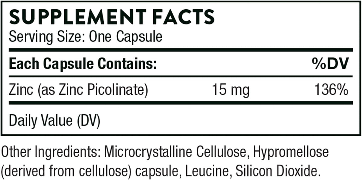 THORNE - Immune Support Bundle: Zinc Picolinate and Vitamin C Capsules - 60 Servings
