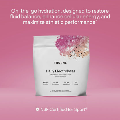 THORNE Daily Electrolytes, Electrolyte Powder Drink Mix, 30 Stick Packs