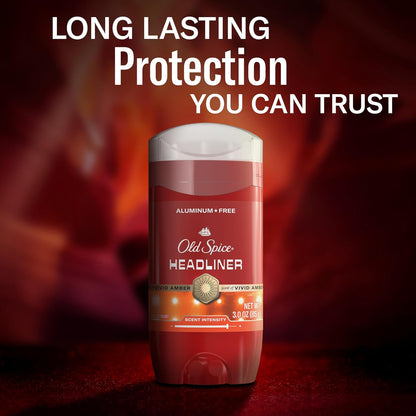 Old Spice Aluminum Free Deodorant for Men, 24/7 Odor Protection, 24/7 Signature Scent & Lasting Freshness, Goes on Clean, Headliner with Black Currant, Leather, & Amber Scent, 3.0 oz