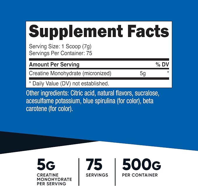 Nutricost Creatine Monohydrate Powder (Coastal Explosion, 500 Gram)