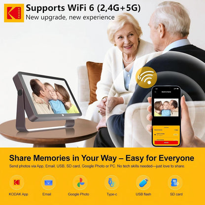 KODAK 64GB WiFi Digital Picture Frame with 4000mAh Battery Powered, 10.1 inch 1280 * 800 G+G IPS Touch Screen Electronic Smart Digital Photo Frame, Auto-Rotate, Gifts for Women Mom