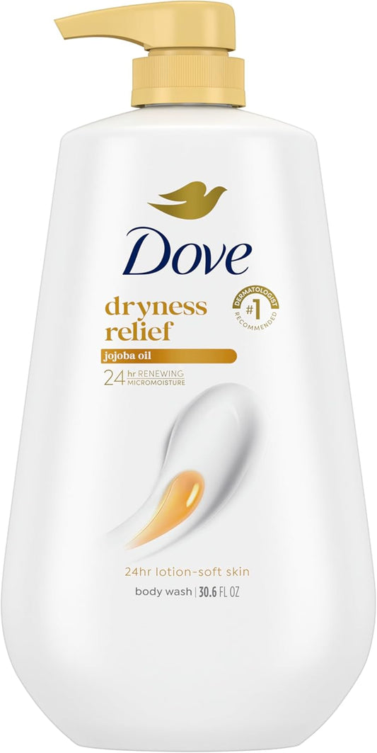 Dove 24hr Lotion Body Wash Dryness Relief with Jojoba Oil, 30.6 oz | Moisturizing body wash with MicroMoisture for dry skin