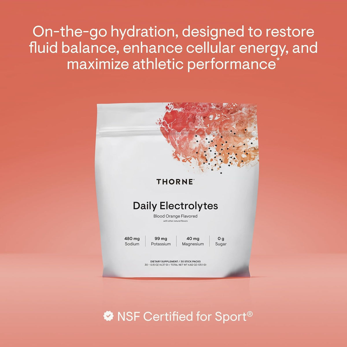 THORNE Daily Electrolytes, Electrolyte Powder Drink Mix, 30 Stick Packs
