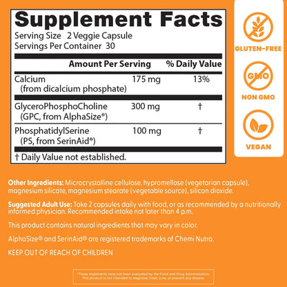Doctor's BEST Natural Brain Enhancers, Gluten Free, 60 Ct Veg Caps