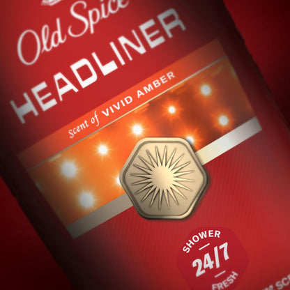 Old Spice Body Wash for Men, 24/7 Shower Fresh & Clean with Daily Use, Lasting Signature Scent, Refreshing Lather, Moisturizing Formula, Headliner with Black Currant, Leather, & Amber Scent, 24 oz
