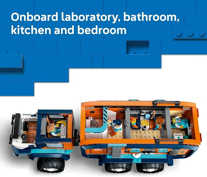 LEGO City Arctic Explorer Science Lab Truck Building Toy - STEM Pretend Play Set for Boys & Girls, Ages 8+ - Buildable Toy Truck for Kids W/5 Minifigures - Gift Idea for Birthdays - 60471