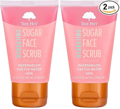 Tree Hut Mini Watermelon & Cactus Hydrating Face Scrub, Deep Cleans Pores to Remove Dead Skin & Impurities, Travel Size, 3.4 fl oz. (Pack of 2)