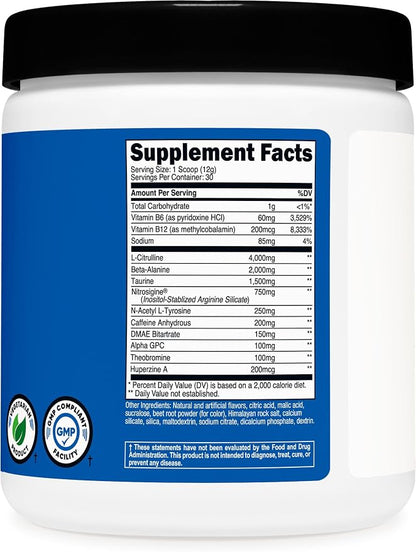 Nutricost Pre-Workout Powder (Strawberry Margarita) 30 Servings, Vegetarian