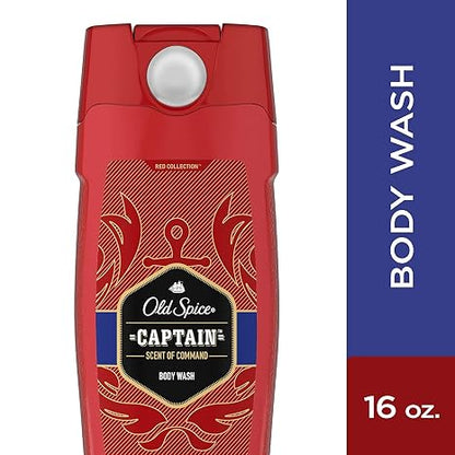 Old Spice Red Collection Captain Scent Body Wash for Men, (Pack of 4), 16 Ounce