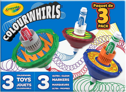 Crayola Colourwhirls (3ct), Spin Art Toy, Battling Spinning Top Toy for Kids, 1 Launcher, Arts & Crafts Kit, Gift for Boys & Girls, Ages 6, 7, 8