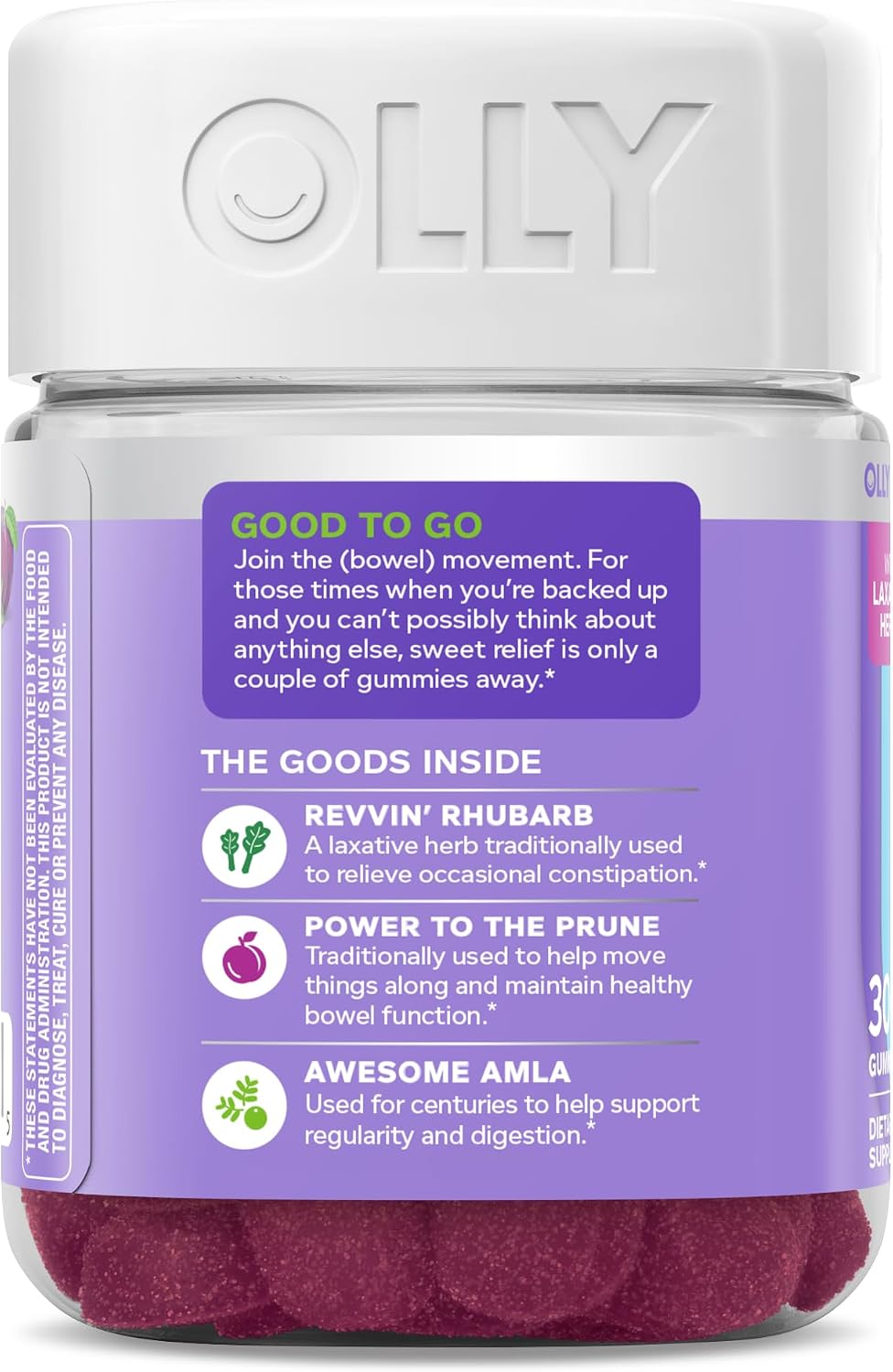 OLLY Keep it Movin, Occasional Constipation Support,* Plum Berry - 30 Count