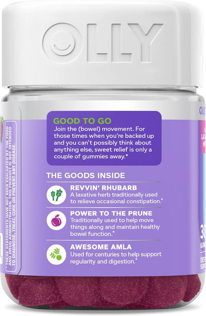 OLLY Keep it Movin, Occasional Constipation Support,* Plum Berry - 30 Count