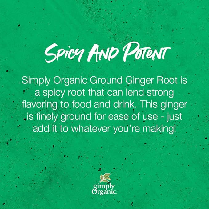 Simply Organic Ground Ginger Root, Certified Organic | 1.64 oz | Pack of 3 | Zingiber officinale Roscoe