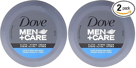 Dove Men+Care Ultra Hydra Cream, Face, Hands and Body care, All Skin Types, 5.07 Oz (Pack of 2)