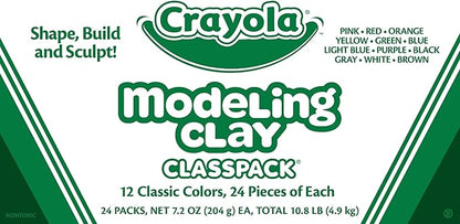 Crayola Modeling Clay Classpack (24 Packs), 12 Colors, Nontoxic, Teacher Classroom Must Haves, School Supplies for Kids | Teacher Supplies, Classroom Must Haves, Nontoxic Modeling Material, DIY Arts & Crafts, Screen Free Activities