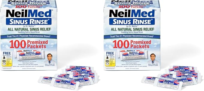 NeilMed Sinus Rinse All Natural Relief Premixed Refill Packets 100 Count (Pack of 1)