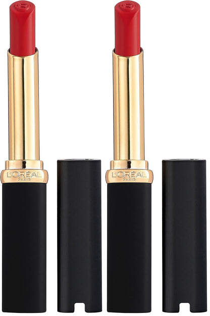 L'Oreal Paris Colour Riche Intense Volume Matte Lipstick, Lip Color Infused with Hyaluronic Acid for up to 16hr All Day Comfort, Le Rouge Determination, 0.06 oz (Pack of 2)