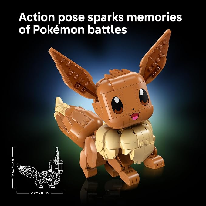 LEGO Pokémon Eevee - Collectible Building Set for Adults, Ages 18+ - Posable Pokémon Figure for Display - Desk, Bookshelf or Home Office Decor - Gift for Men & Women - 72151