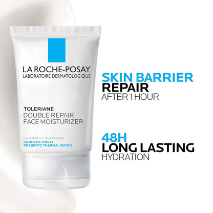 La Roche-Posay Toleriane Double Repair Face Moisturizer,Daily Moisturizer Face Cream with Ceramide and Niacinamide for All Skin Types,Oil Free,Fragrance Free,(Pack of 2)