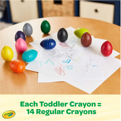 Crayola Large Egg Crayons (12ct), Classroom Must Haves, Teacher School Supplies for Toddlers, Kindergarten & Elementary, Ages 1+ | Classroom Must Haves, Teacher School Supplies for Toddlers, Kindergarten & Elementary, Ages 1+