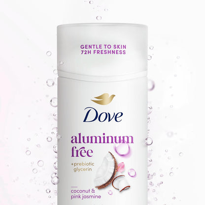 Dove Deodorant Stick for Women, Aluminum Free, 72H Odor Protection, Coconut & Pink Jasmine, 2.4 Oz