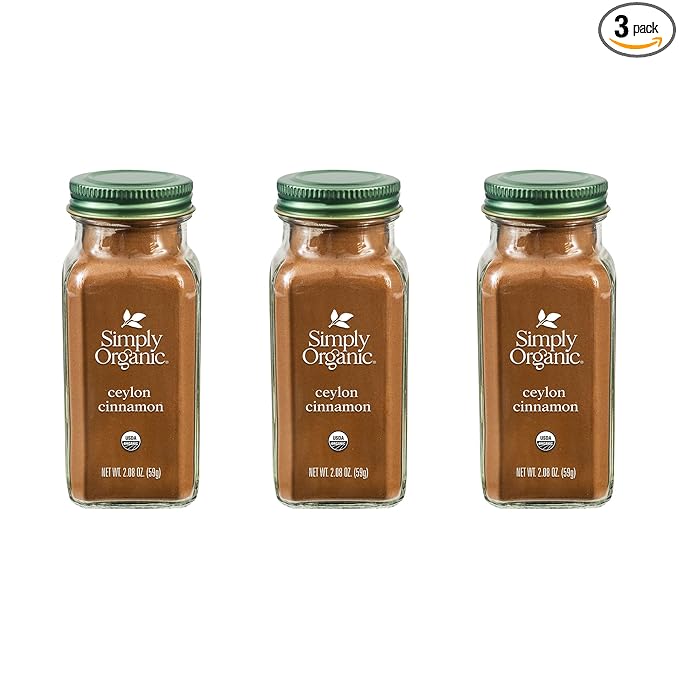 Simply Organic Ceylon Ground Cinnamon, 2.08 Ounce 3 Pack, Non-GMO Organic Cinnamon Powder, Vegan