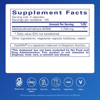 Pure Encapsulations MSM Capsules, 250 Capsules