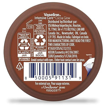 Vaseline Cocoa Glow Body Cream 6-Pack – Pure Cocoa Butter 48H Moisturizing Cream for Dry Skin, Travel-Size, 2.53 Fl Oz Ea