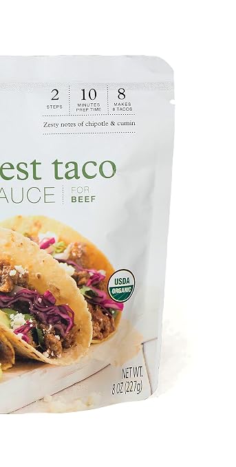Simply Organic Southwest Taco Simmer Sauce, 8 Ounce Pouch, Bold Flavor, For Beef, Pork or Chicken Tacos (Pack of 6)
