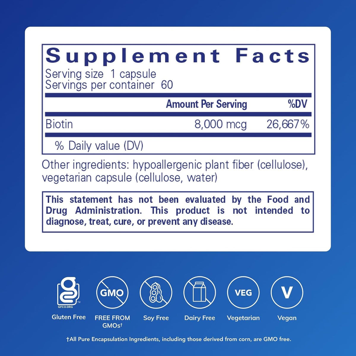 Pure Encapsulations Biotin 8 mg, 60 Counts