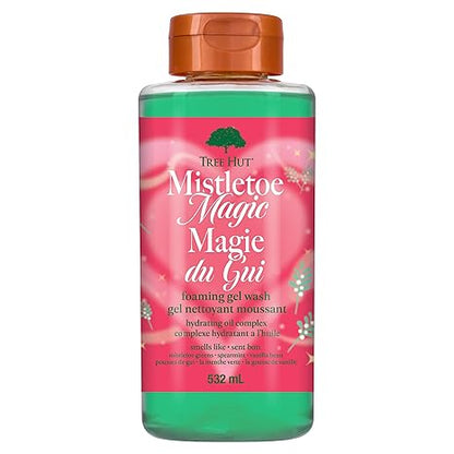Tree Hut Mistletoe Magic Foaming Gel Wash, Moisturizing & Hydrating Body Wash with Shea Butter, Cleanses Skin Leaving It Soft & Fresh, 18 fl oz