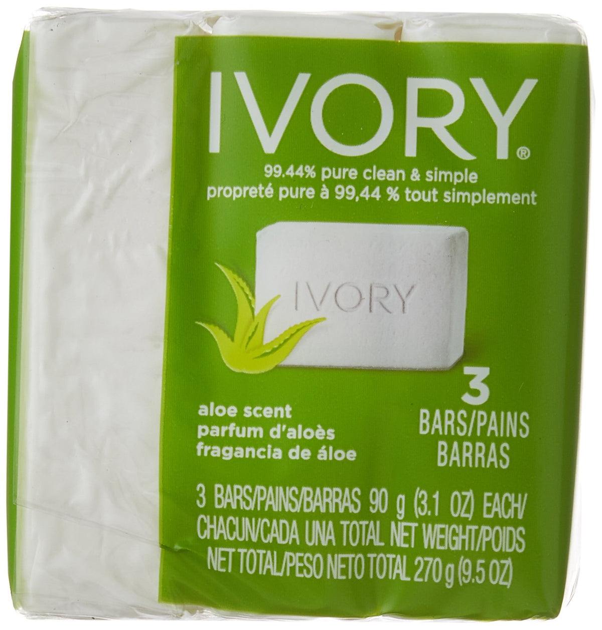 Simply Ivory Aloe Bath Bar by Ivory, 3 Count (Pack of 3)