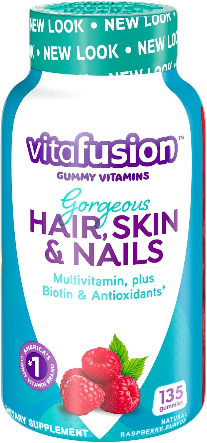 Vitafusion Gorgeous Hair/Skin & Nails Multivitamin Gummy Vitamins + Biotin & Antioxidant Vitamins C&E/Raspberry Flavor (45 Day Supply) America’s Number One Gummy Vitamin Brand, 135 Count (Pack of 2)