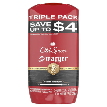 Old Spice Red Collection Invisible Solid Antiperspirant and Deodorant for Men, Swagger Scent, 48-Hour Odor Protection, Clear Application, Long-Lasting Freshness, 2.6oz