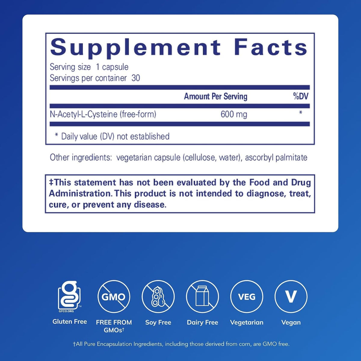Pure Encapsulations NAC 600 mg, 30 Capsules