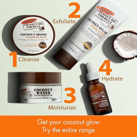 Palmer's Coconut Oil Face Care Bundle - Face Oil & Scrub, Fair Trade & Monoi, 1 fl oz Oil & 3.17 oz Scrub