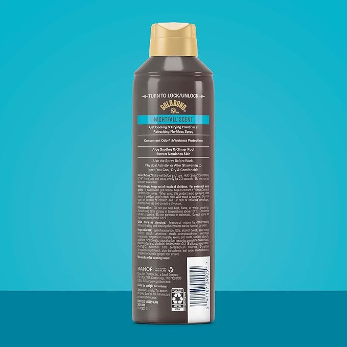 Gold Bond Men's Body Powder Spray 7 oz. and Body Powder 10 oz. Bundle - Nightfall and Fresh Clean Scents