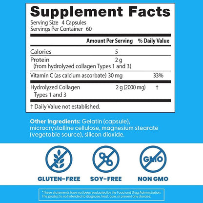 Doctor's Best Collagen Peptides Types 1 & 3, Supports Hair, 240 Capsules