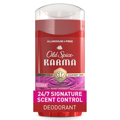 Old Spice Aluminum Free Deodorant for Men, 24/7 Odor Protection, 24/7 Signature Scent & Lasting Freshness, Goes on Clean, Karma with Cherry Spice, Black Pepper, & Sandalwood Scent, 3.0 oz
