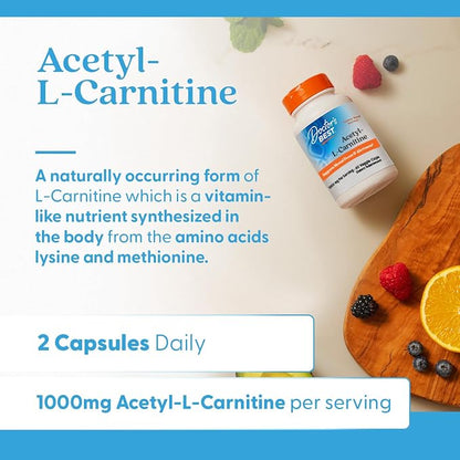 Doctors Best Acetyl-L-Carnitine 1000 mg Per Serving, 60 Veg Caps