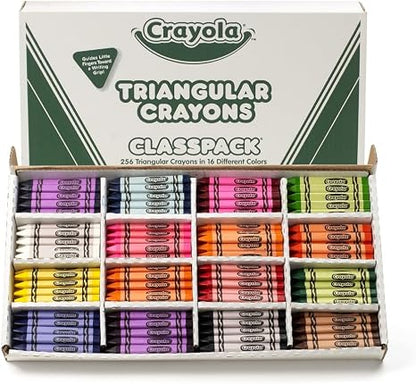 Crayola Triangular Crayon Classpack (256ct), 16 Colors, Bulk Toddler Crayons, Teacher Classroom Must Haves, School Supplies, Preschool & Kindergarten | Teacher Classroom Must Haves, School Supplies, Preschool & Kindergarten, Ages 3+