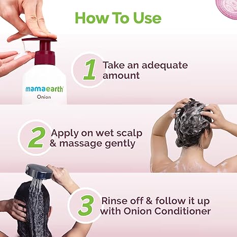 Mamaearth Onion Shampoo for Hair Growth & Loss Control | Moisturizing Gentle Scalp Cleanser with Plant Keratin | SLS & Paraben Free | 13.53 Fl Oz (400ml)