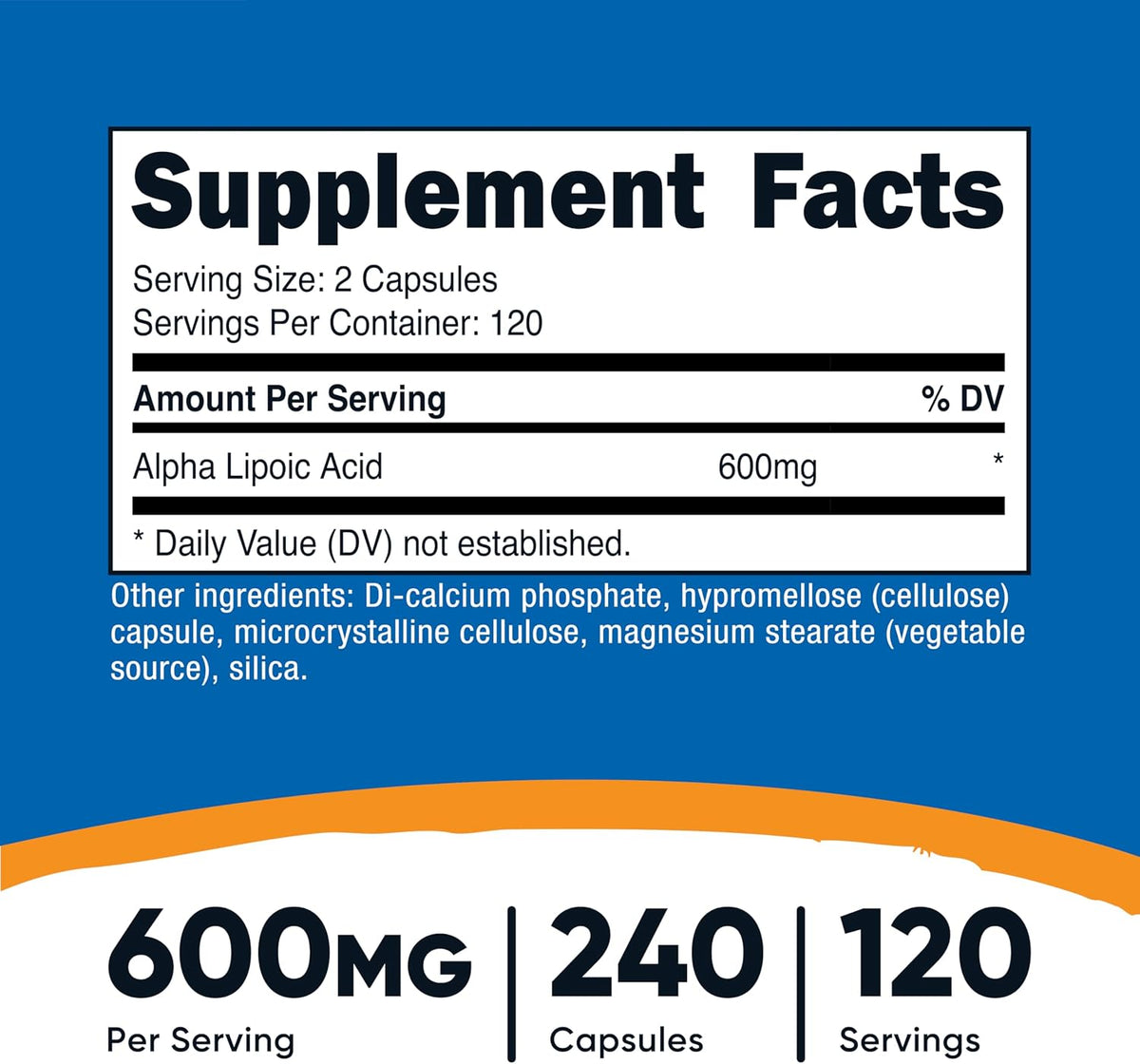 Nutricost Alpha Lipoic Acid 600mg Per Serving, 240 Capsules