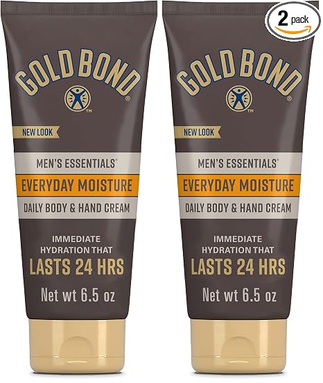 Gold Bond Men's Essentials Everyday Moisture Daily Body & Hand Cream, 6.5 oz., With Vitamin C (Pack of 2)