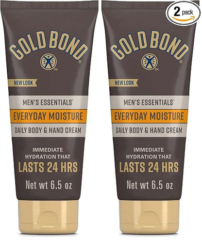 Gold Bond Men's Essentials Everyday Moisture Daily Body & Hand Cream, 6.5 oz., With Vitamin C (Pack of 2)