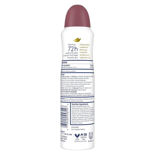 Dove Advanced Care Antiperspirant Deodorant Spray Apple & White Tea Antiperspirant deodorant to help skin barrier repair by boosting skin's ceramide levels 72-hour odor and sweat protection 3.8 oz