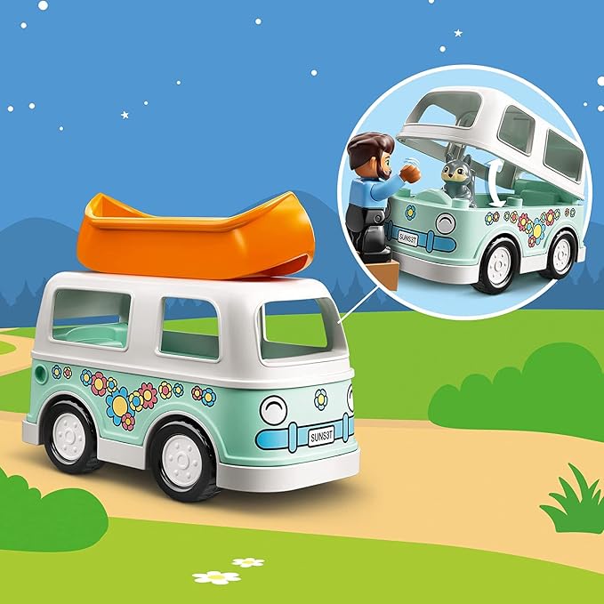 LEGO DUPLO Town Family Camping Van Adventure 10946 Building, Playing and Learning Camping Toy for Toddlers and Kids; New 2021 (30 Pieces)