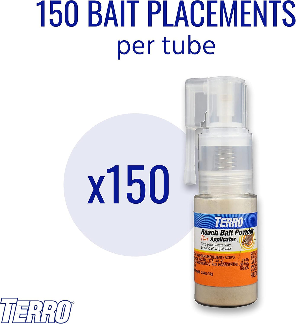 TERRO Roach Bait Powder with Precision Applicator, 0.53 oz Tube